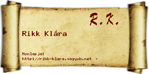Rikk Klára névjegykártya